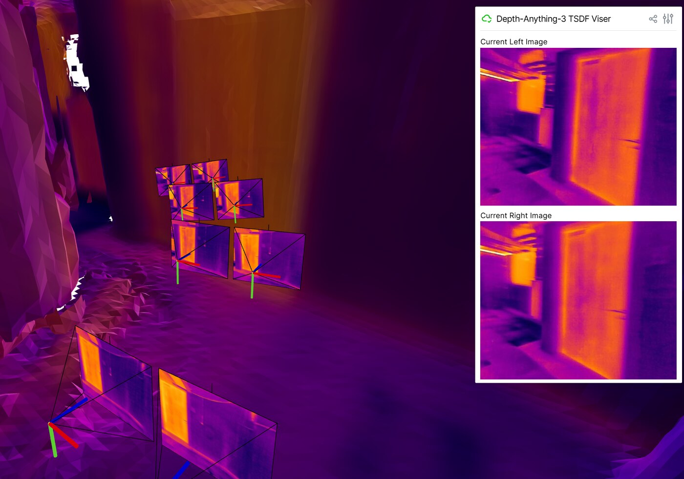 DA3 thermal TSDF reconstruction near an indoor stairwell